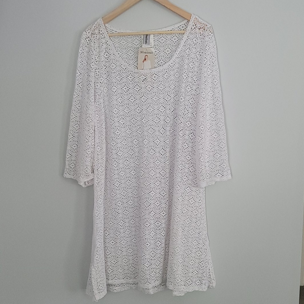 NWT Miraclesuit Tunic Crochet Coverup L